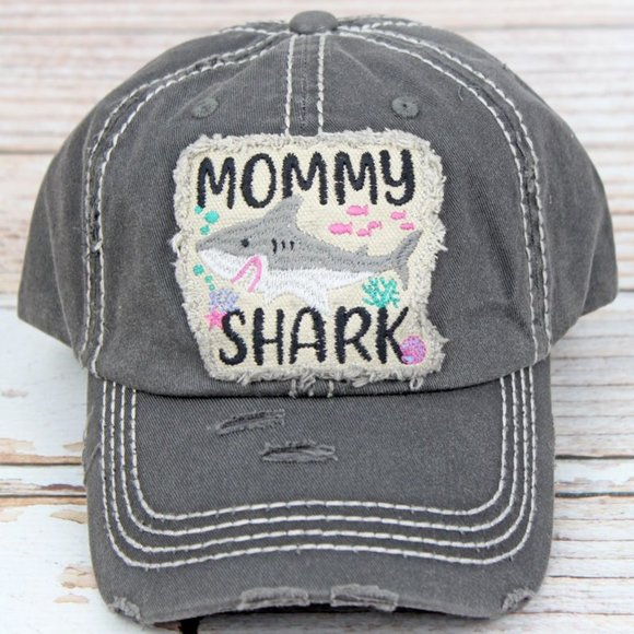 Accessories - NWT Distressed Black Shark Mom Cap